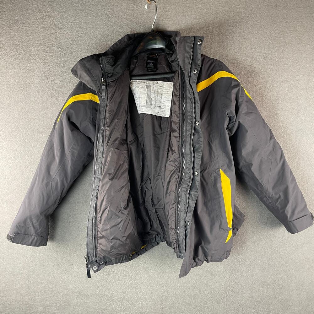 The North Face Hyvent Boy’s Large (14/16) Tri-Climate Jacket Charcoal Yellow